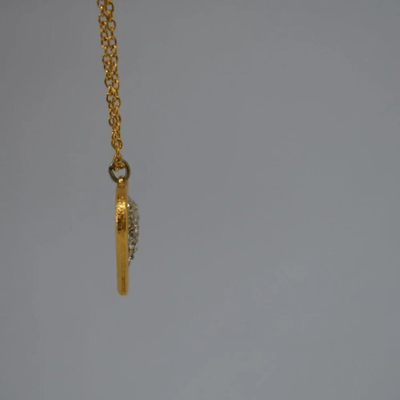 D'Orlan Heart Pendant on 15" Gold Tone  Chain with Crystals - Picture 4 of 8